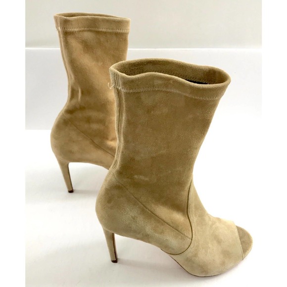 Jean-Michel Cazabat 6.5 'Olaz' Booties Shoes Peep Toe Camel Beige Suede MSRP$595 - Picture 4 of 8